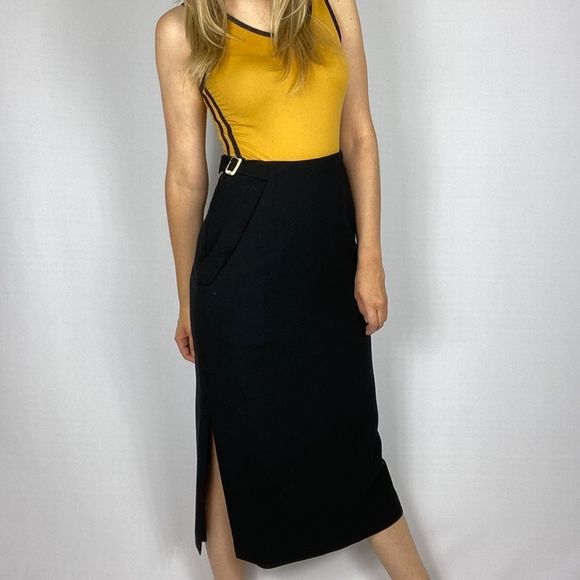 Vintage Dresses & Skirts - Vintage pure wool black pencil skirt